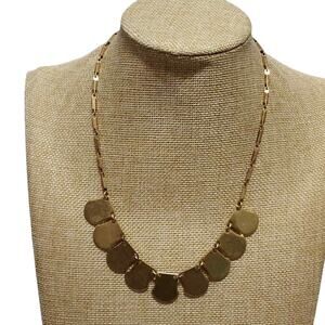 J. Crew Gold Tone Scalloped Bib Statement Necklace Adjustable Bar Link Chain